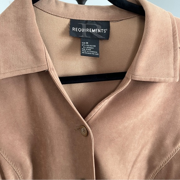 Requirements Women Button Front Blazer Jacket Tan Stretch Size Medium - Picture 3 of 5
